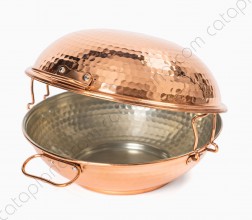 Copper Hammered Cataplana - Flat Bottom Premium
