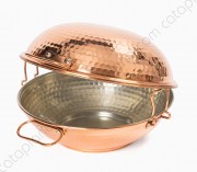 Copper Hammered Cataplana - Flat Bottom Premium